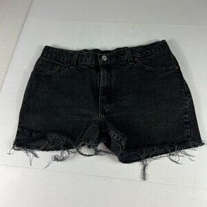 Y2K Levi's Jean Short Women Measured 33 Slim Black Cut Offs Denim Jorts Tag 13 M